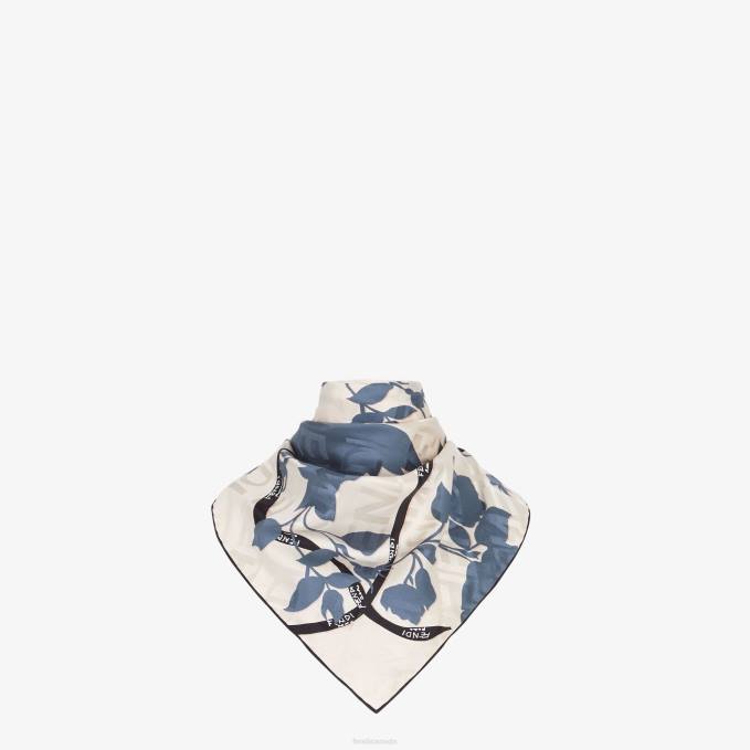Women Organic Silk Foulard Blue Fendi Accessories 6RHH218