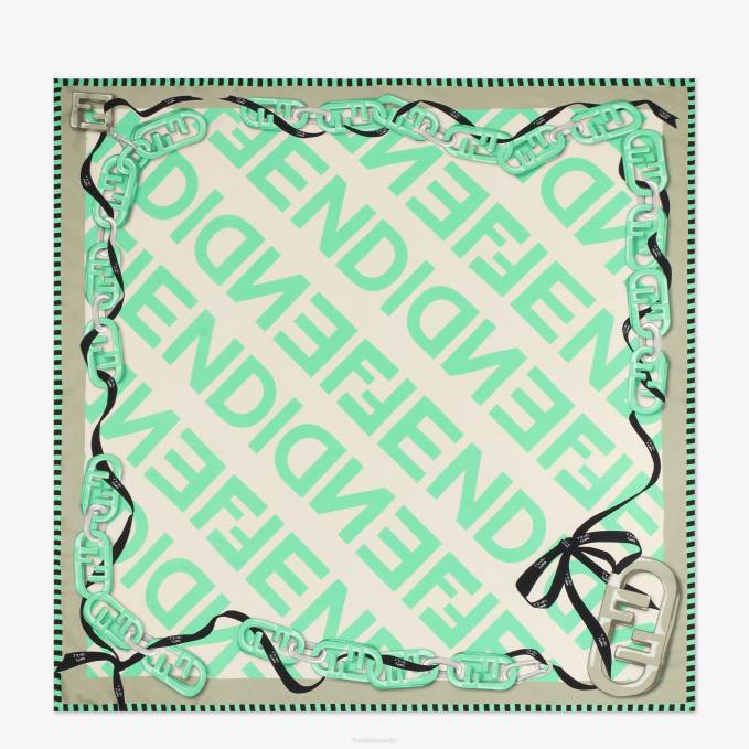 Women Organic Silk Foulard Green Fendi Accessories 6RHH187