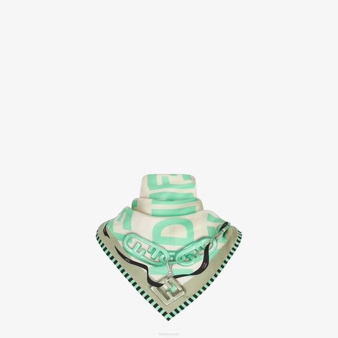 Women Organic Silk Foulard Green Fendi Accessories 6RHH187