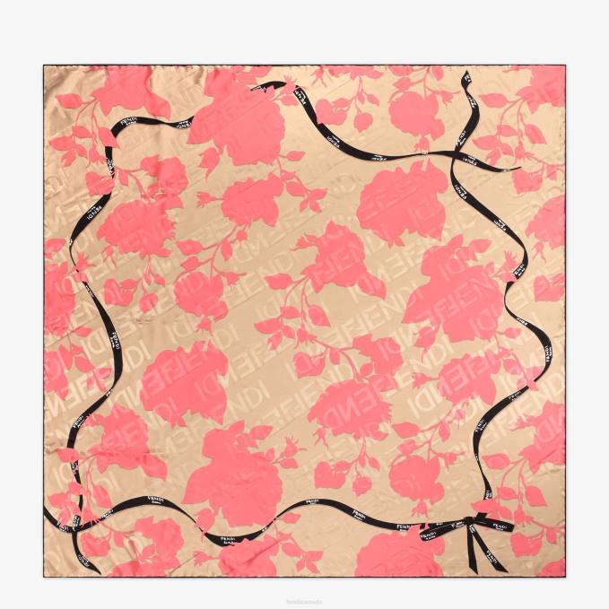 Women Organic Silk Foulard Pink Fendi Accessories 6RHH239