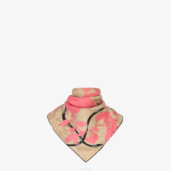 Women Organic Silk Foulard Pink Fendi Accessories 6RHH239