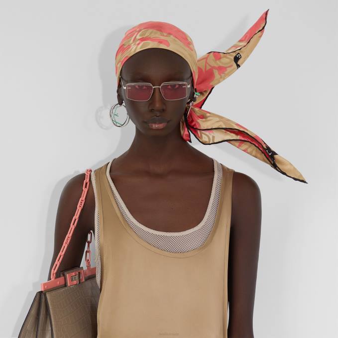 Women Organic Silk Foulard Pink Fendi Accessories 6RHH239