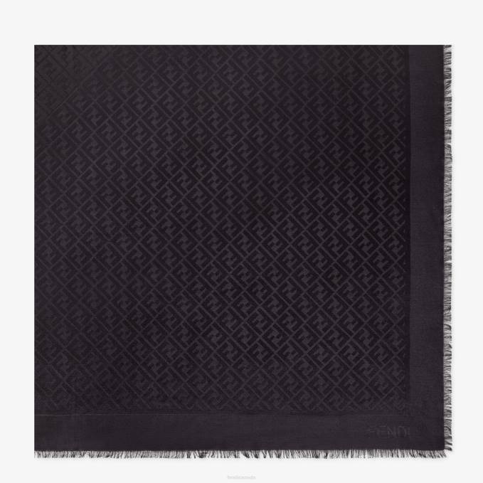 Women Organic Silk Shawl Black Fendi Accessories 6RHH458