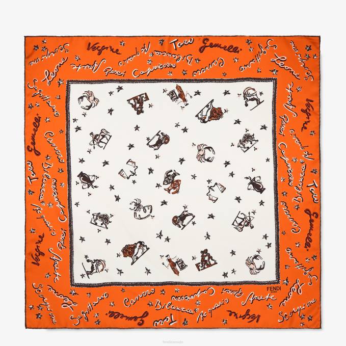 Women Printed Silk Foulard Multicolor Fendi Accessories 6RHH112