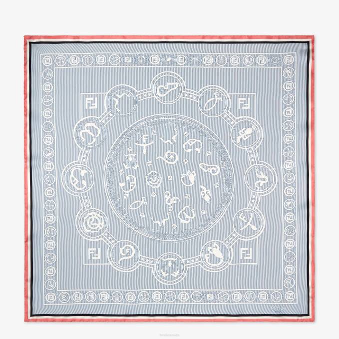 Women Printed Silk Foulard Multicolor Fendi Accessories 6RHH117