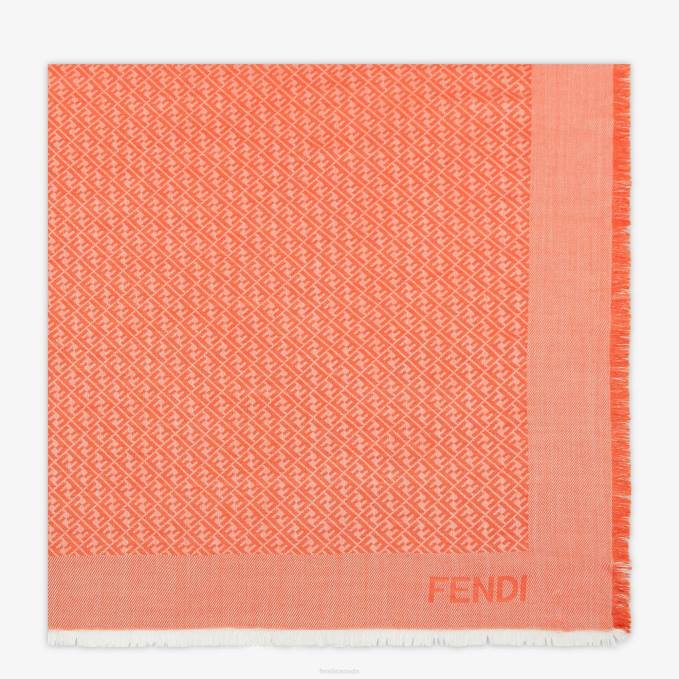 Women Silk And Wool Shawl Orange Fendi Accessories 6RHH127