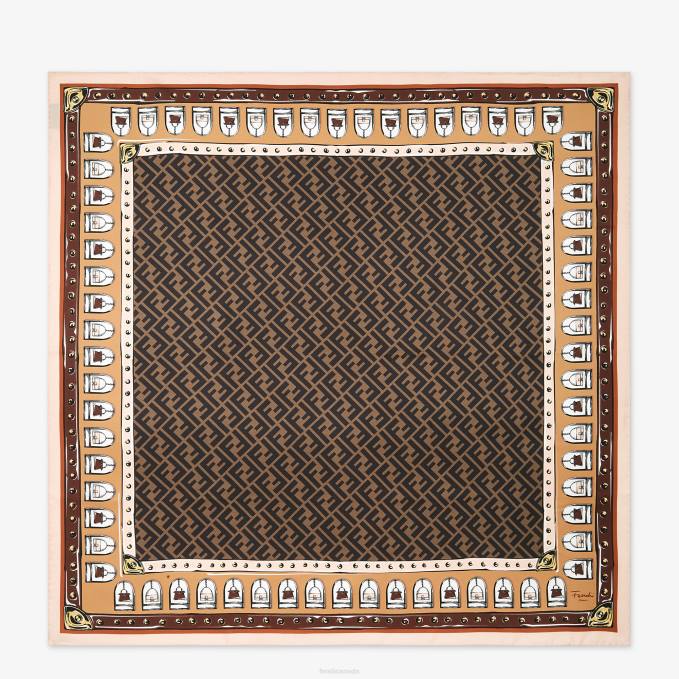 Women Silk Foulard Brown Fendi Accessories 6RHH4