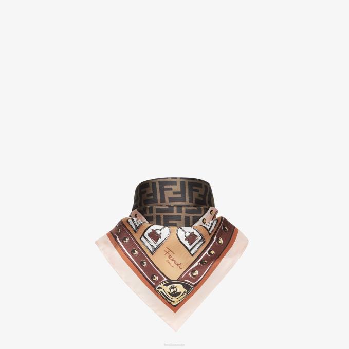 Women Silk Foulard Brown Fendi Accessories 6RHH4