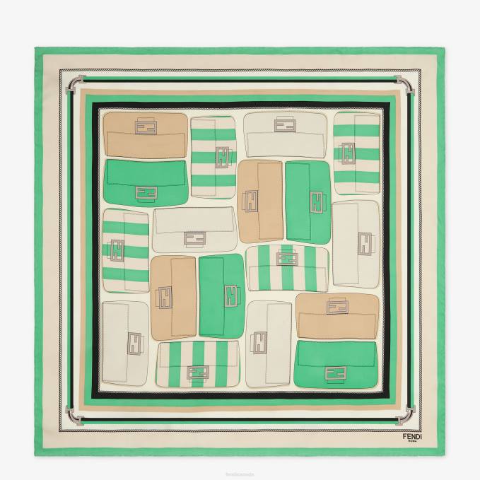 Women Silk Foulard Green Fendi Accessories 6RHH237
