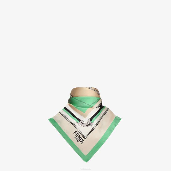 Women Silk Foulard Green Fendi Accessories 6RHH237