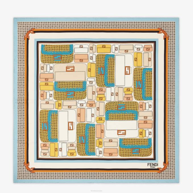 Women Silk Foulard Light blue Fendi Accessories 6RHH480