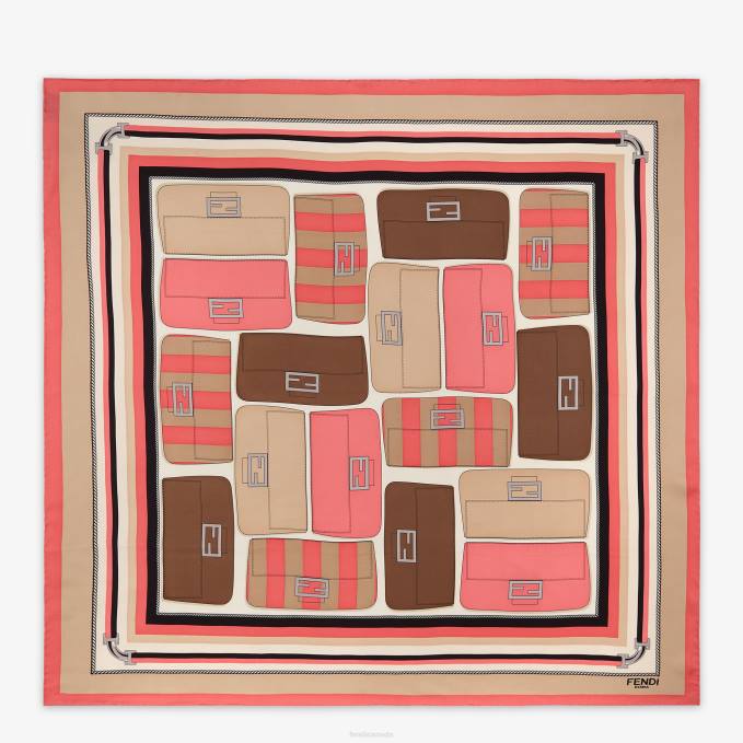 Women Silk Foulard Pink Fendi Accessories 6RHH248