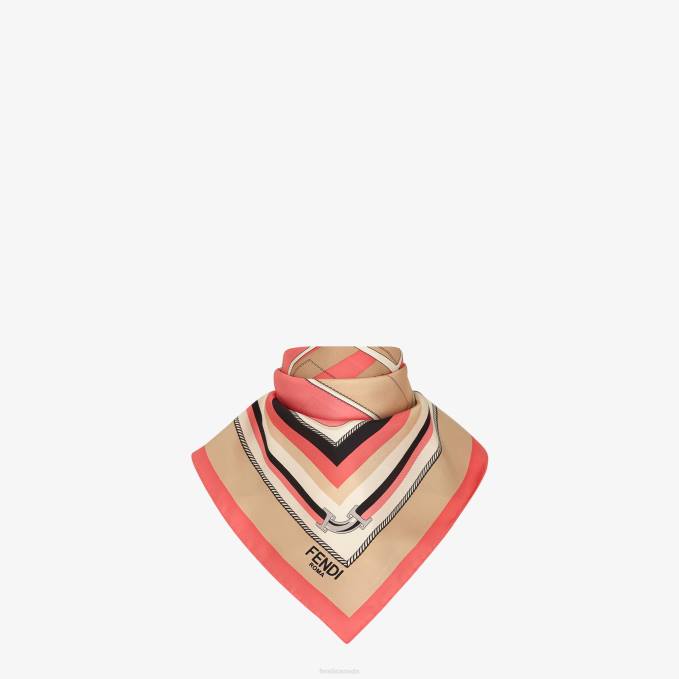 Women Silk Foulard Pink Fendi Accessories 6RHH248