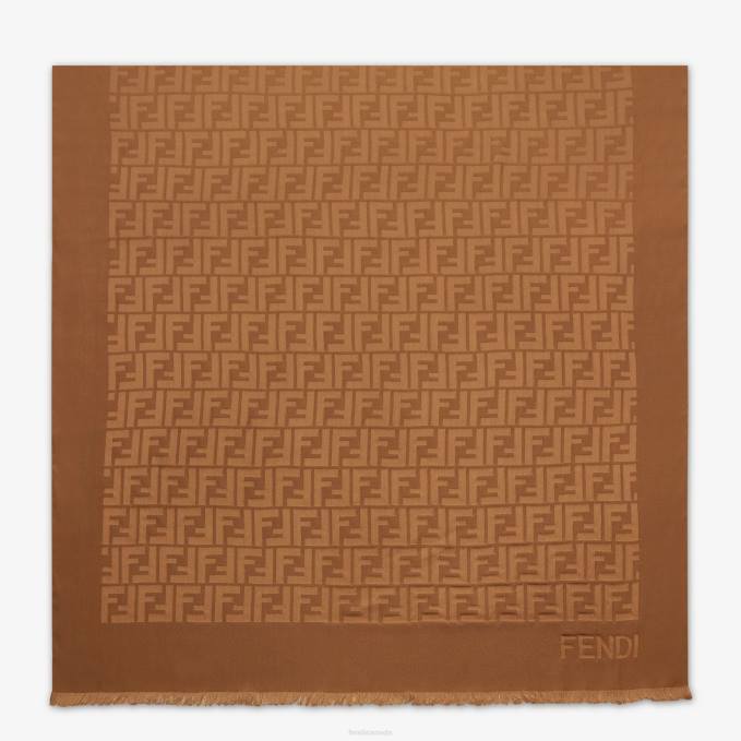 Women Silk Stole Brown Fendi Accessories 6RHH129