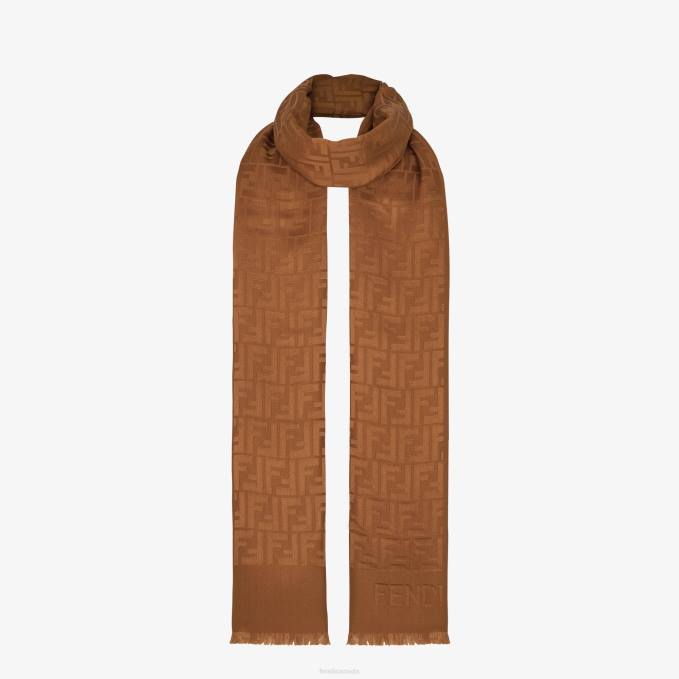 Women Silk Stole Brown Fendi Accessories 6RHH129
