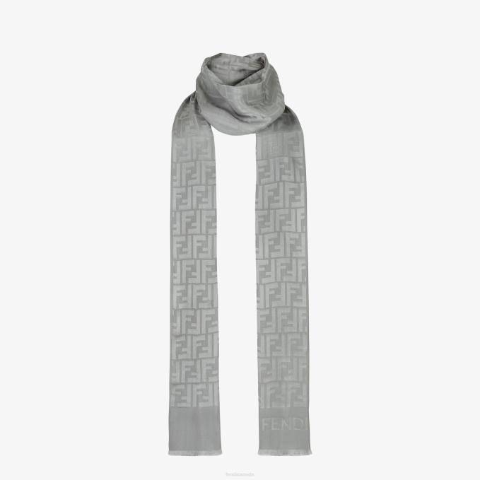Women Silk Stole Gray Fendi Accessories 6RHH257