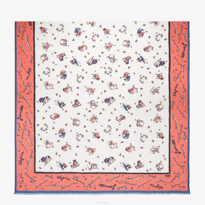 Women Silk Stole Pink Fendi Accessories 6RHH11