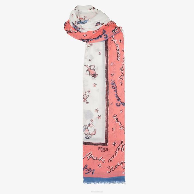 Women Silk Stole Pink Fendi Accessories 6RHH11