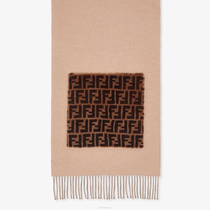 Women Wool And Cashmere Scarf Beige Fendi Accessories 6RHH403
