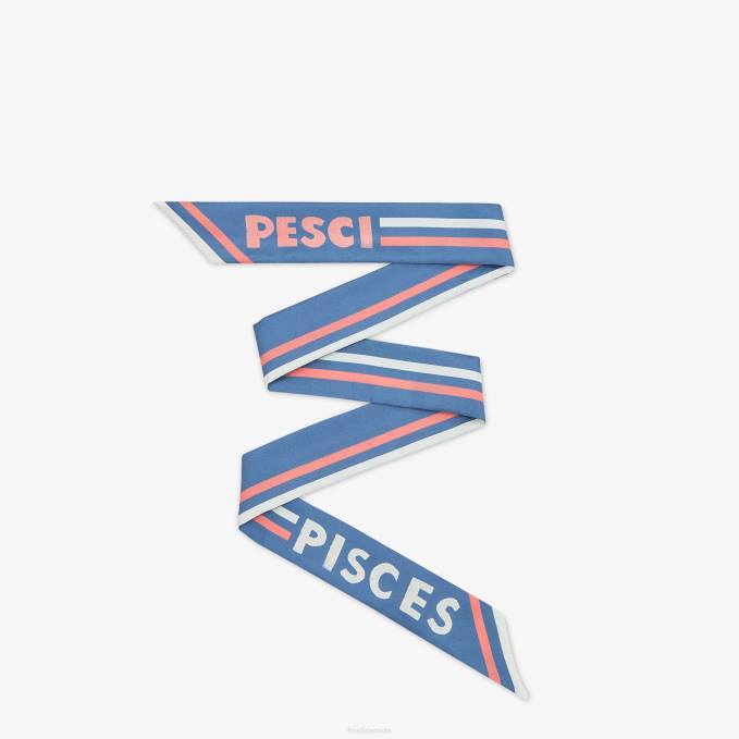 Women Wrappy Silk Bandeau Blue Fendi Accessories 6RHH109