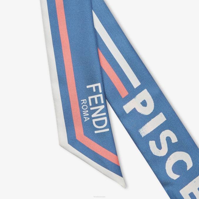 Women Wrappy Silk Bandeau Blue Fendi Accessories 6RHH109