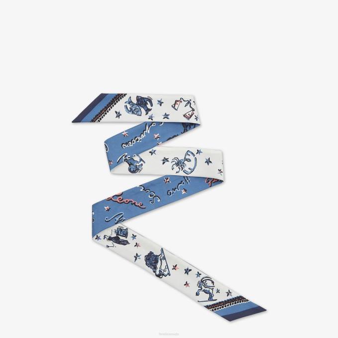Women Wrappy Silk Bandeau Blue Fendi Accessories 6RHH110