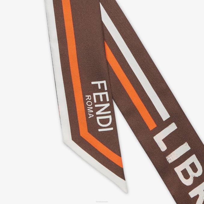 Women Wrappy Silk Bandeau Brown Fendi Accessories 6RHH113