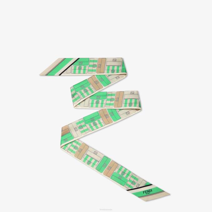 Women Wrappy Silk Bandeau Green Fendi Accessories 6RHH231
