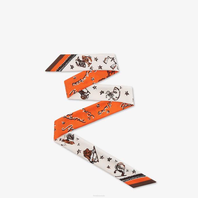 Women Wrappy Silk Bandeau Orange Fendi Accessories 6RHH132