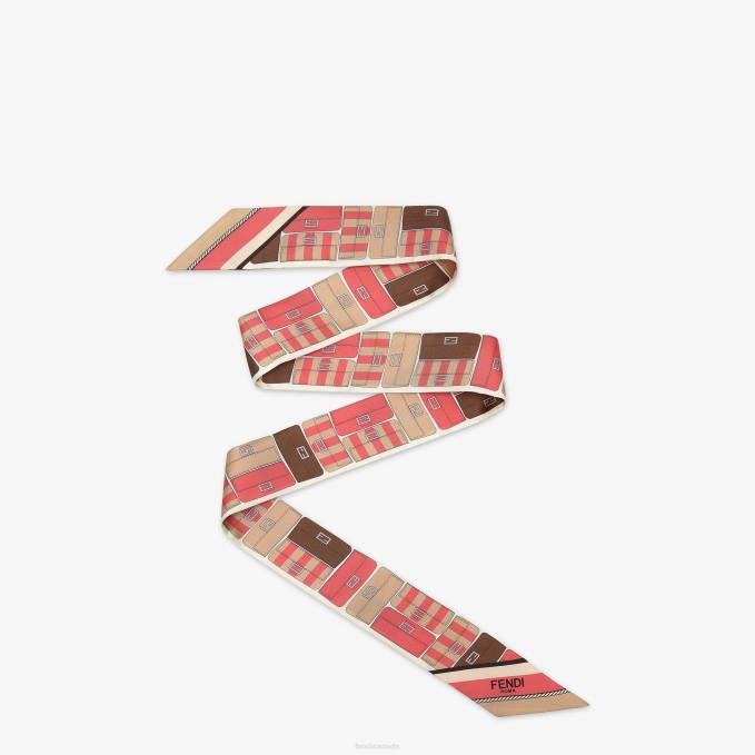 Women Wrappy Silk Bandeau Pink Fendi Accessories 6RHH225