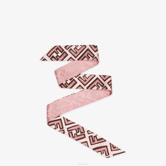 Women Wrappy Silk Bandeau Pink Fendi Accessories 6RHH479