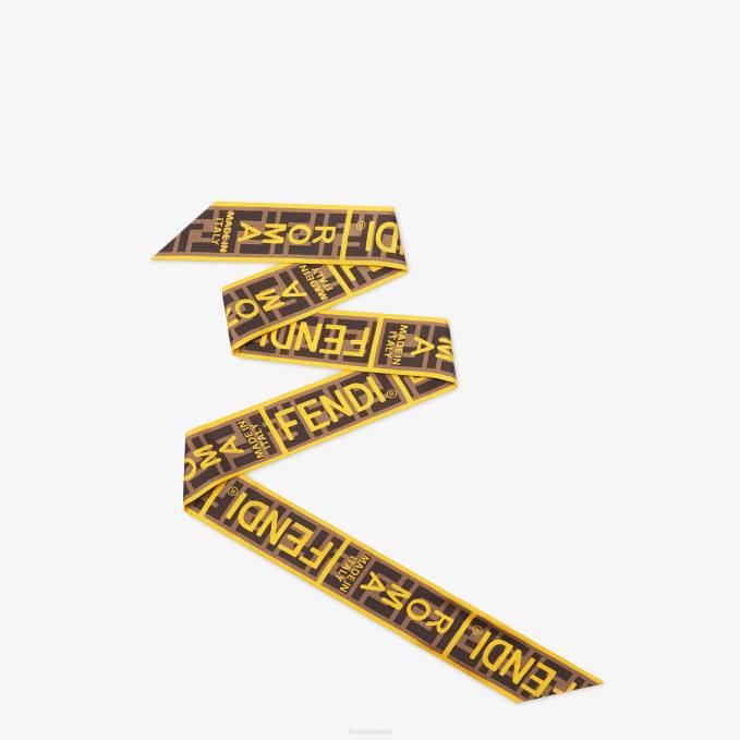Women Wrappy Silk Bandeau Yellow Fendi Accessories 6RHH505