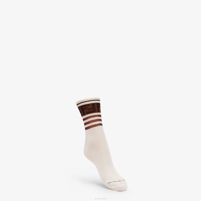 Women Multicotton Socks White Fendi Accessories 6RHH441