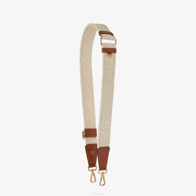Women Ivory Ribbon Shoulder Strap White Fendi Accessories 6RHH93