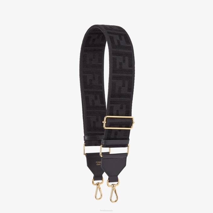 Women Ribbon Shoulder Strap Black Fendi Accessories 6RHH376