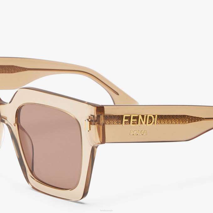Women Acetate Sunglasses With Low-Fitting Bridge Beige Fendi Accessories 6RHH176
