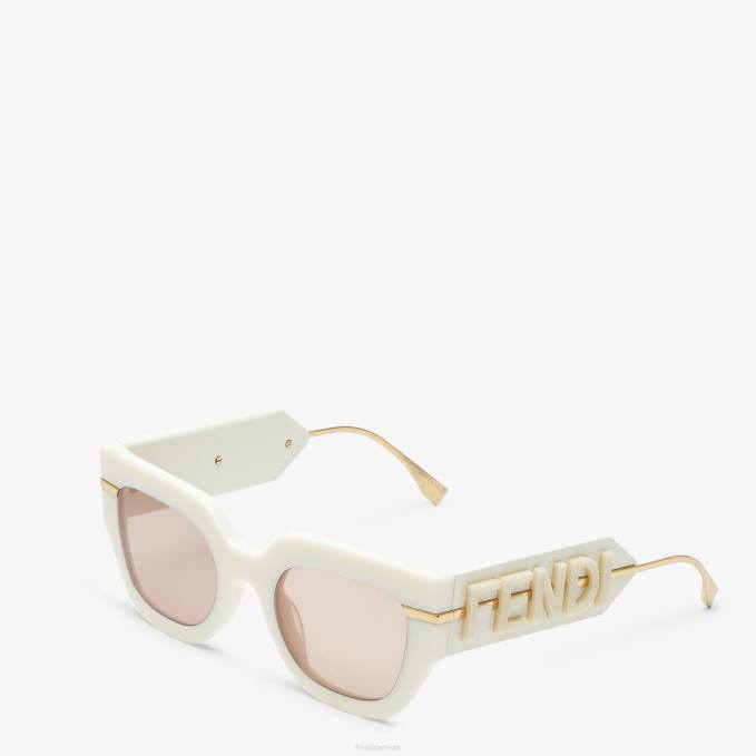Women Cream Acetate Sunglasses Fashion Fendi Accessories 6RHH250