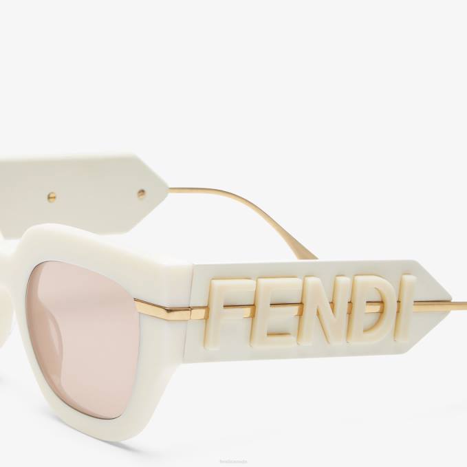 Women Cream Acetate Sunglasses Fashion Fendi Accessories 6RHH250