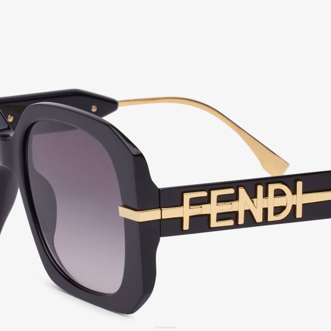 Women Low Bridge Fit Acetate Sunglasses Black Fendi Accessories 6RHH322