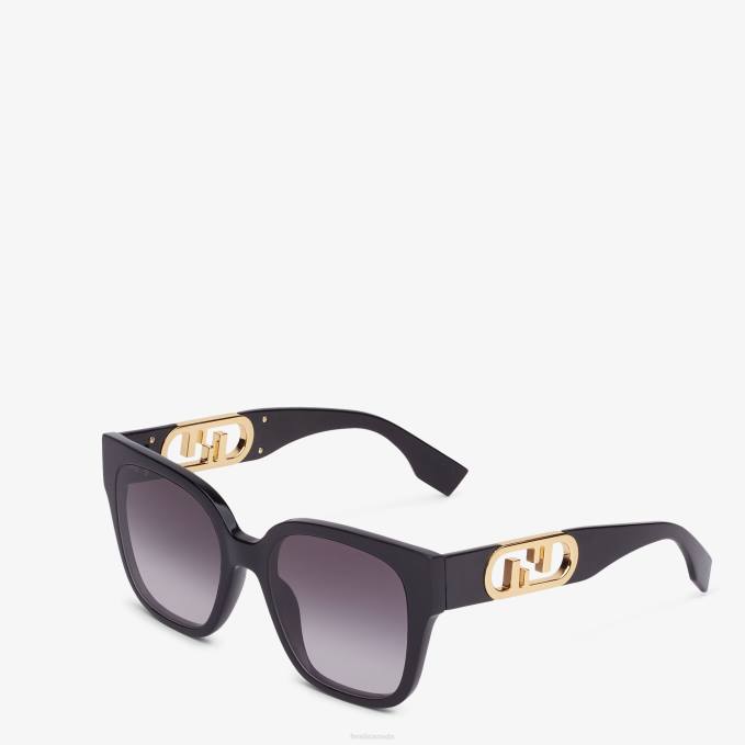 Women Low Bridge Fit Acetate Sunglasses Black Fendi Accessories 6RHH327