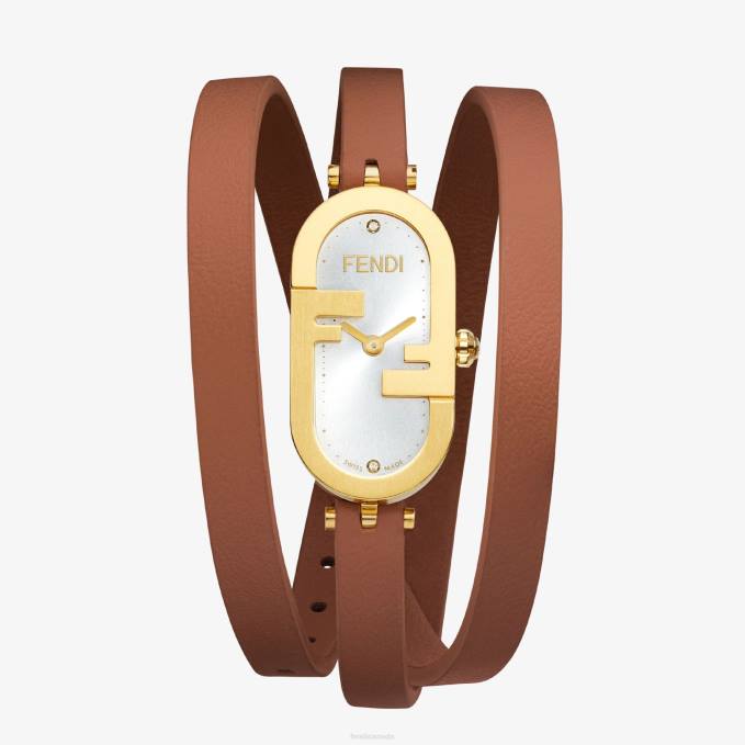 Women 14.80 X 28.30mm - Oval Watch With O'Lock Logo Brown Fendi Accessories 6RHH317