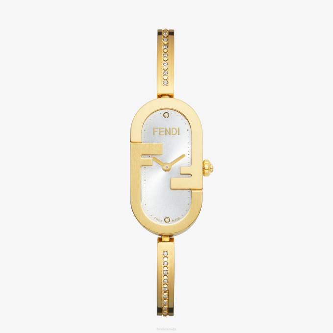 Women 14.80 X 28.30mm - Oval Watch With O'Lock Logo Gold Fendi Accessories 6RHH313