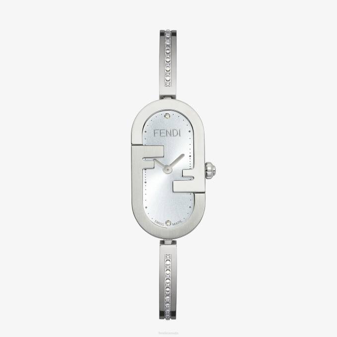 Women 14.80 X 28.30mm - Oval Watch With O'Lock Logo Silver Fendi Accessories 6RHH312