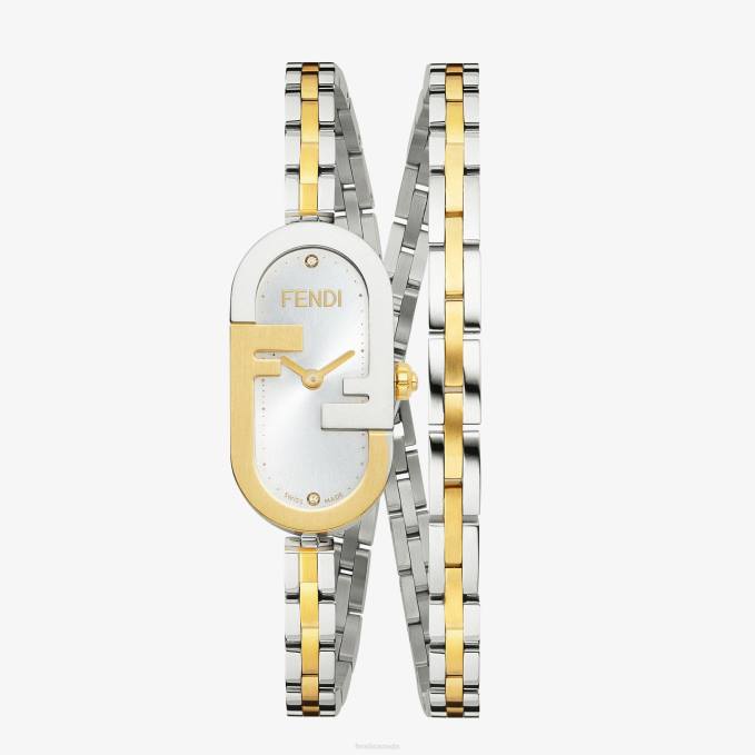 Women 14.80 X 28.30mm - Oval Watch With O'Lock Logo Silver/gold Fendi Accessories 6RHH297
