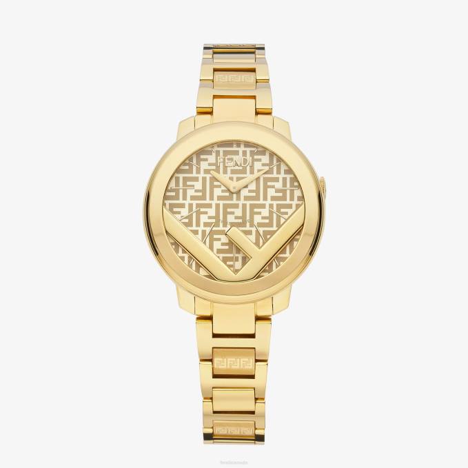 Women 28mm - Round Watch With Logo Gold Fendi Accessories 6RHH171