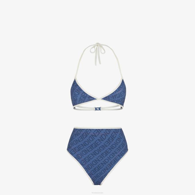 Women Lycra Bikini Blue Fendi Apparel 6RHH1024