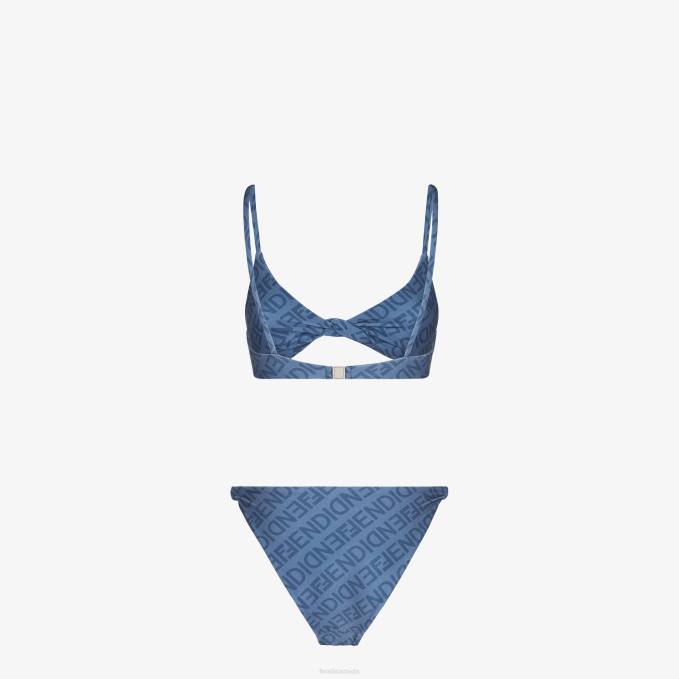 Women Lycra Bikini Blue Fendi Apparel 6RHH1025