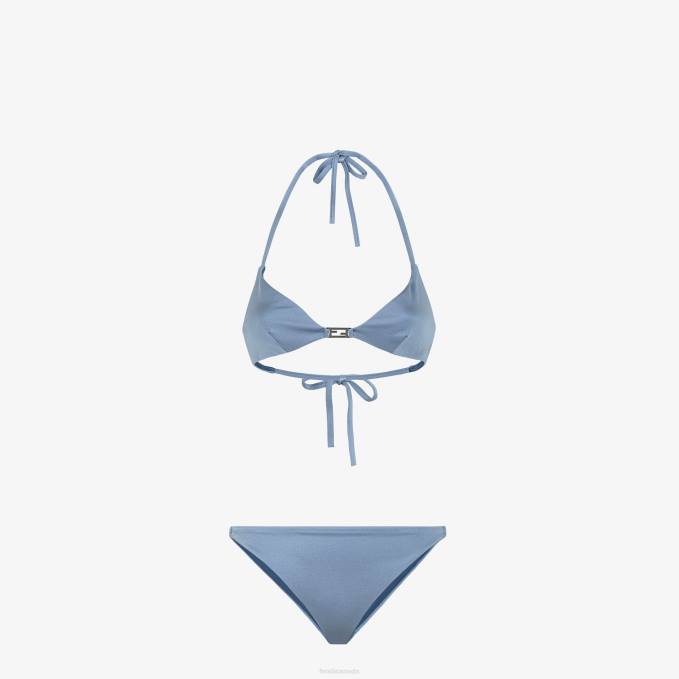 Women Lycra Bikini Blue Fendi Apparel 6RHH1159