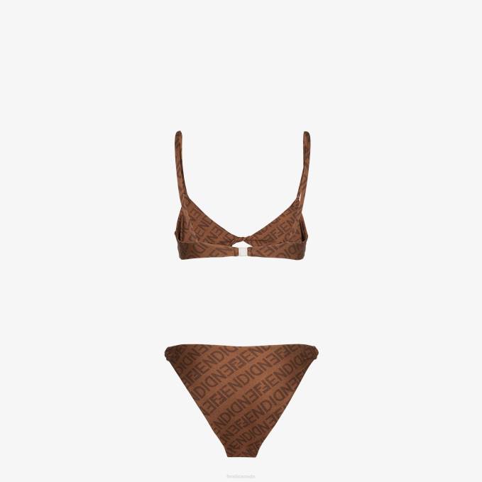 Women Lycra Bikini Brown Fendi Apparel 6RHH1057