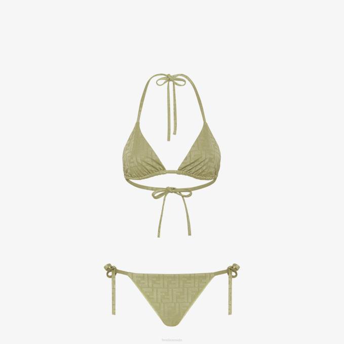 Women Lycra Bikini Green Fendi Apparel 6RHH1141